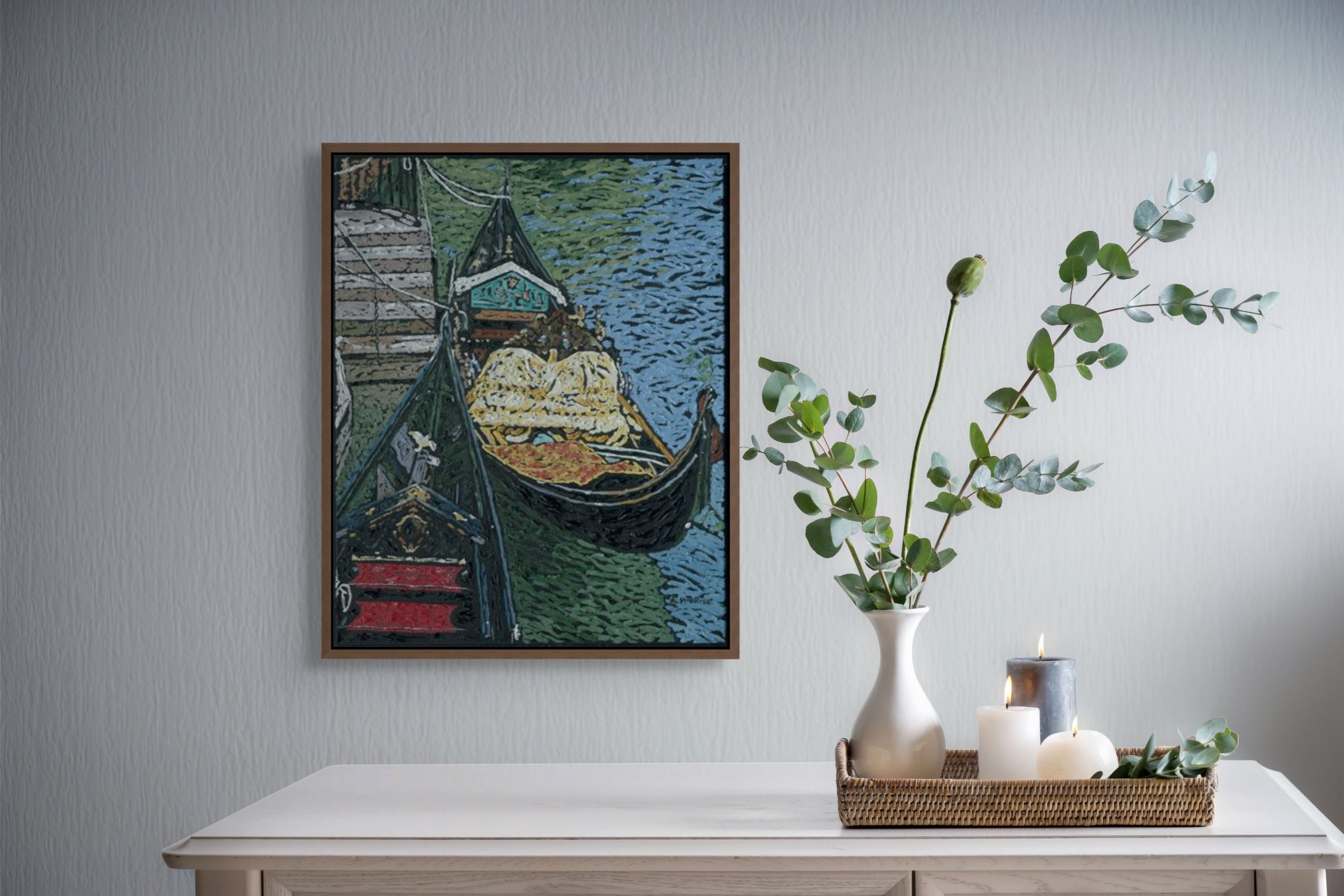 Two Gondolas in Venice – Original Oil Painting