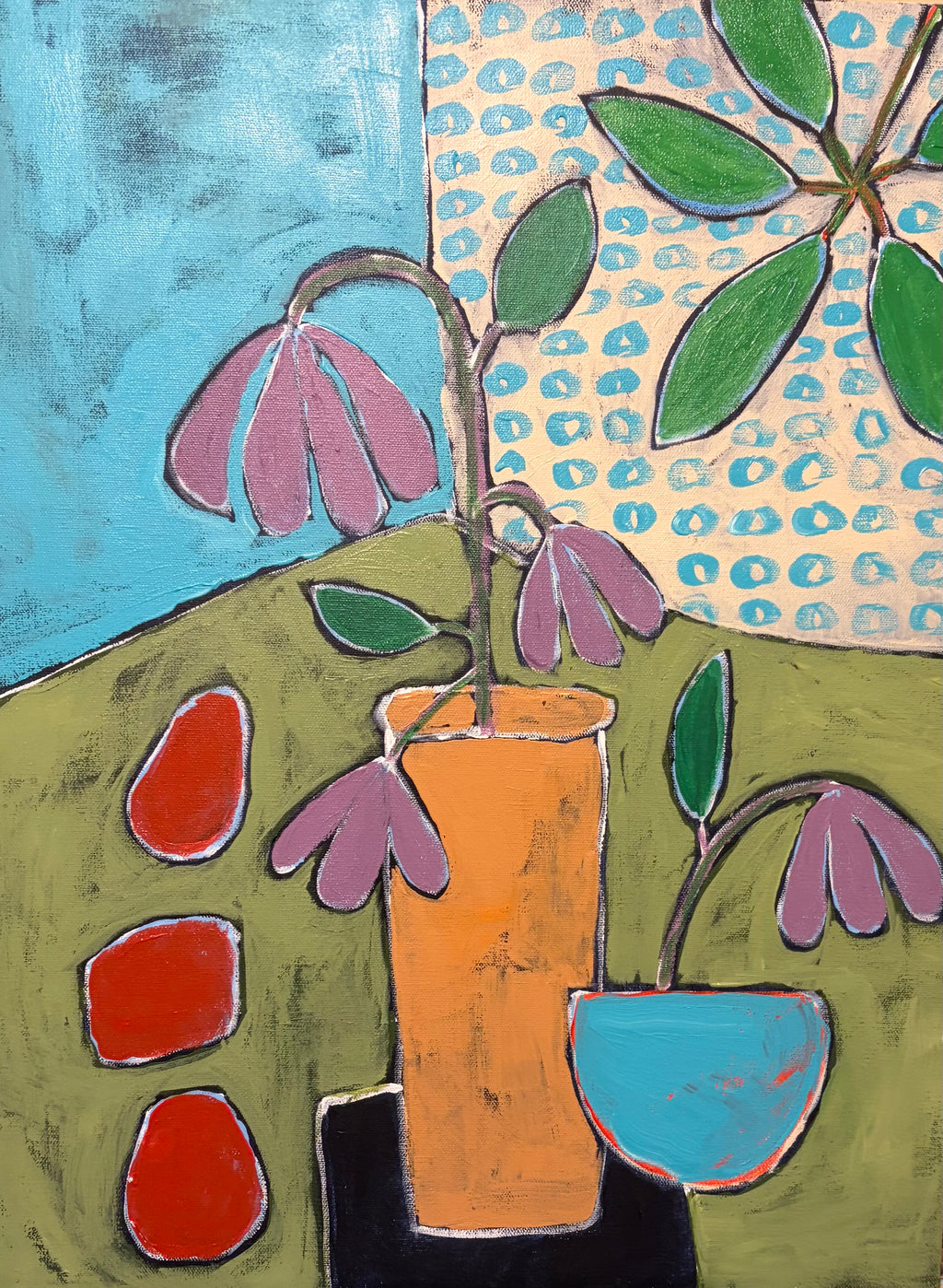 Graphic Bloom on Earth's Canvas – Original Acrylic Painting