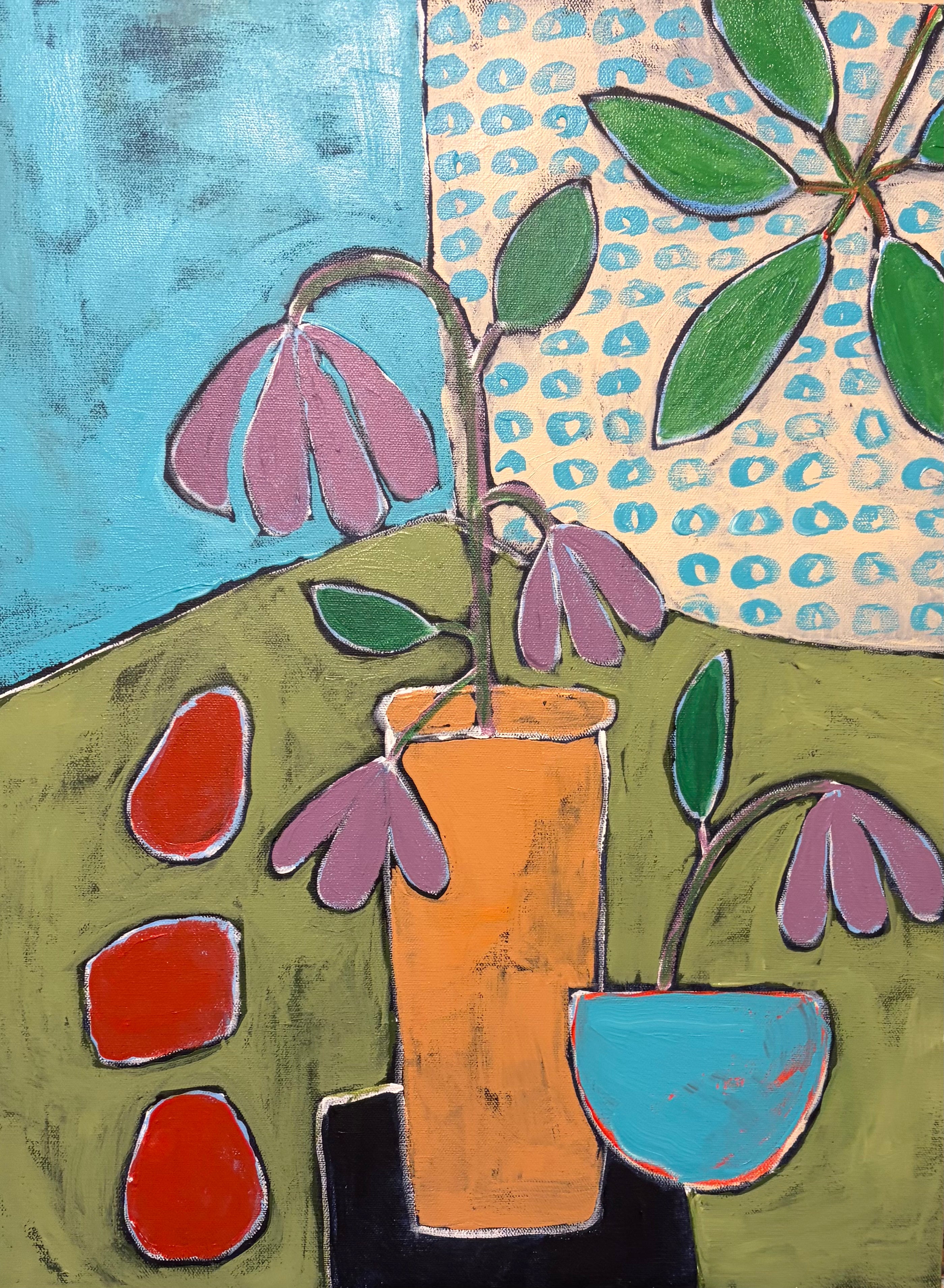 Graphic Bloom on Earth's Canvas – Original Acrylic Painting