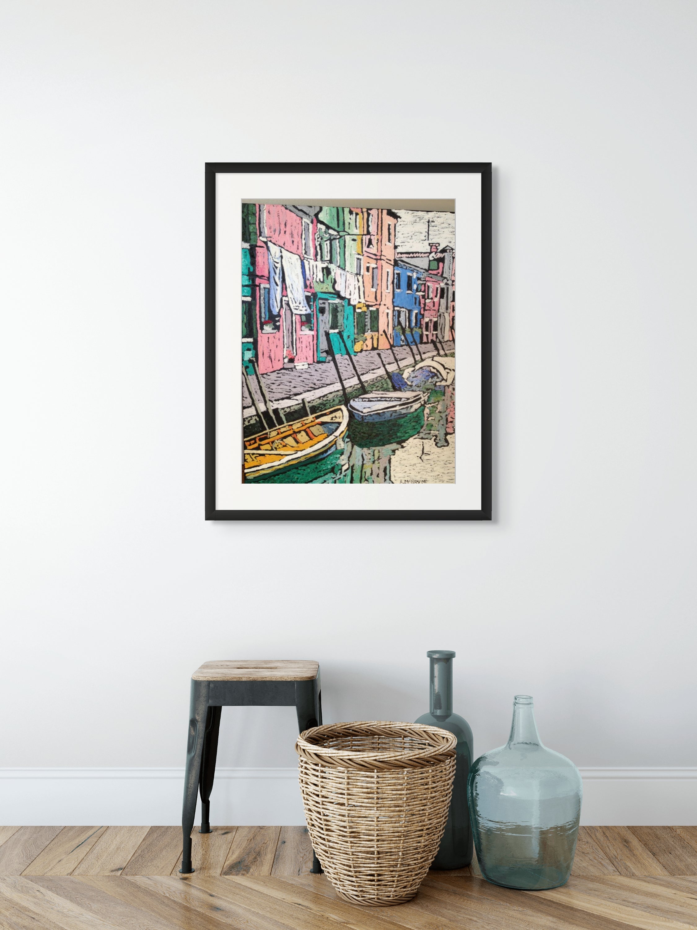 Burano Italy Laundry Day – Original Oil Painting