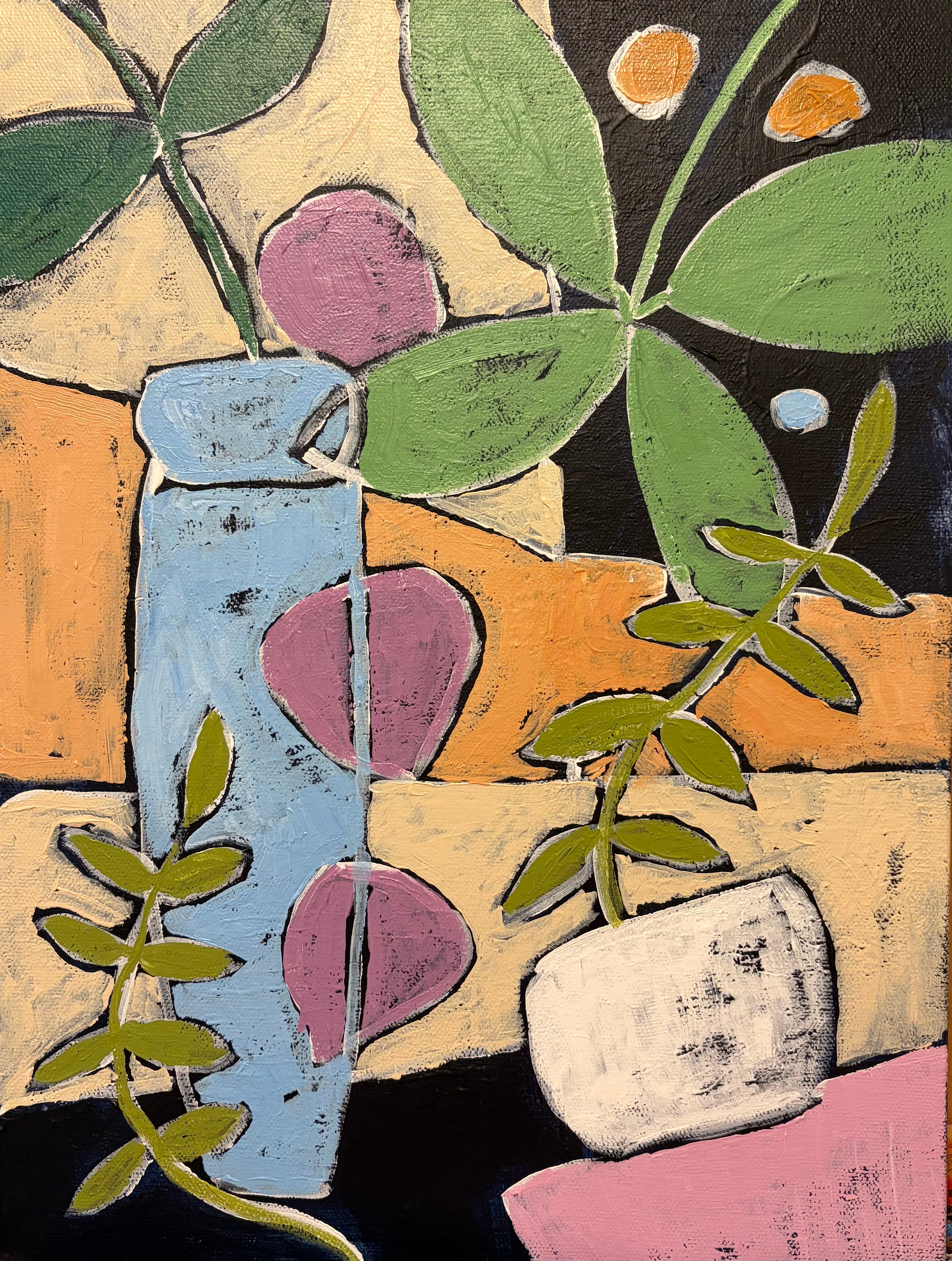 Tilted Pot, Rooted Rhythm – Original Acrylic Painting