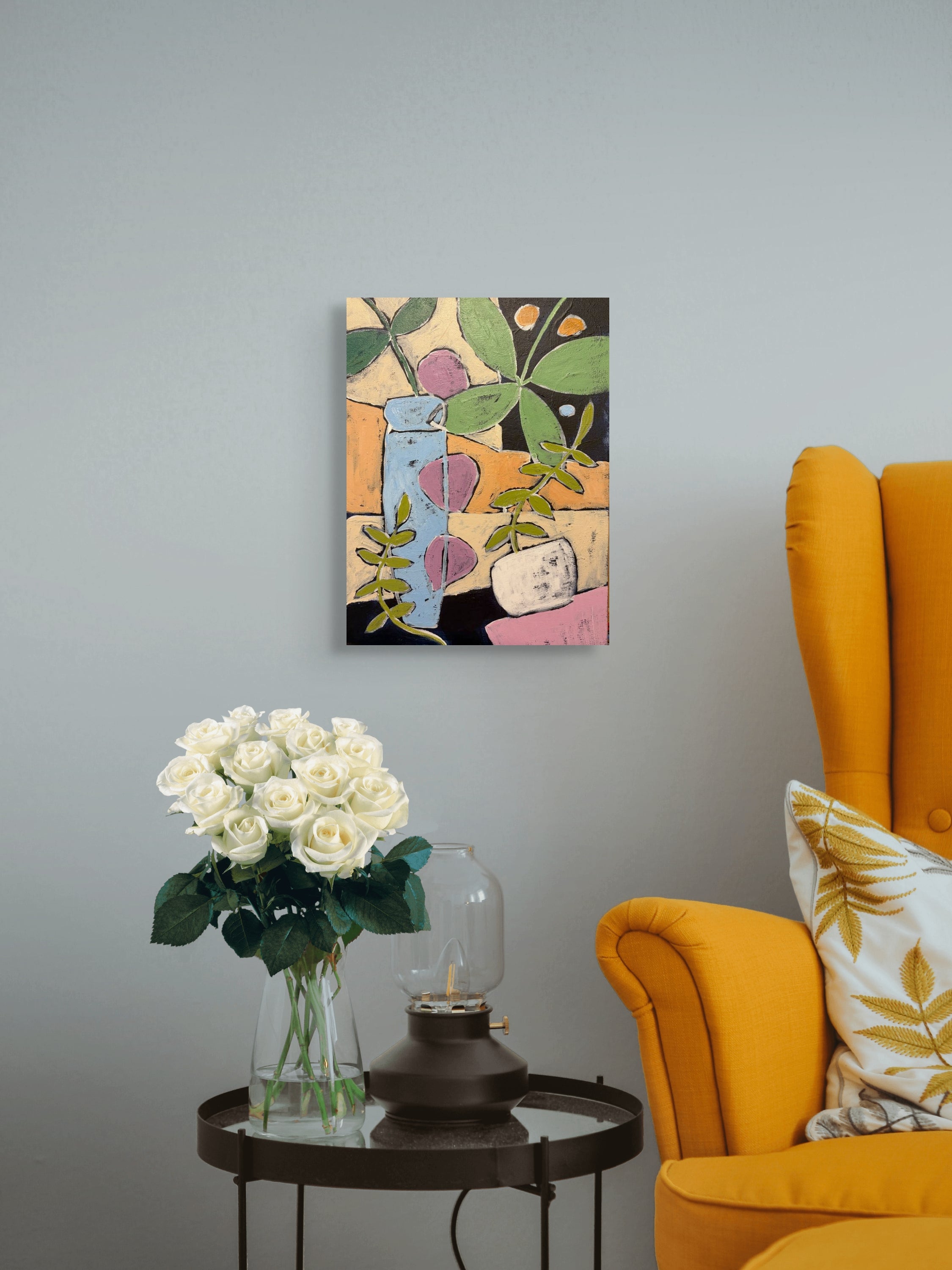 Tilted Pot, Rooted Rhythm – Original Acrylic Painting