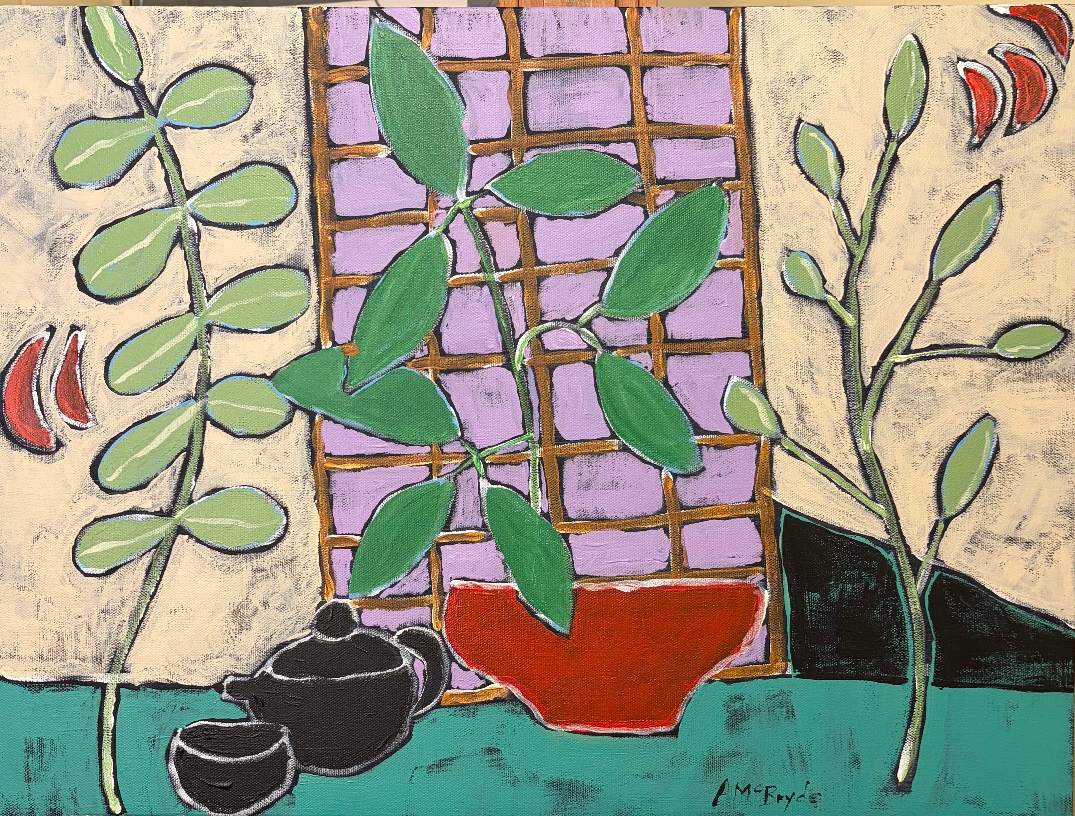 Quiet Rituals Behind the Screen – Original Acrylic Painting