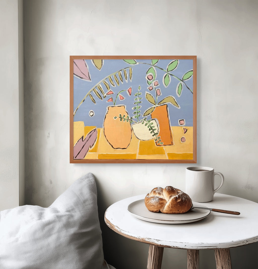 Terracotta Trio in Bloom – Original Acrylic Painting